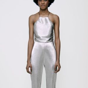 NWT Zara blogger favorite metallic flared pants